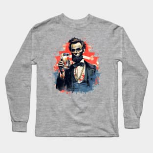 Abe Drinkin 4th Of July Shirt Independence Day Long Sleeve T-Shirt